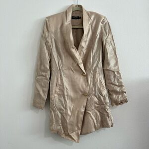 Beige Satin Blazer Dress
